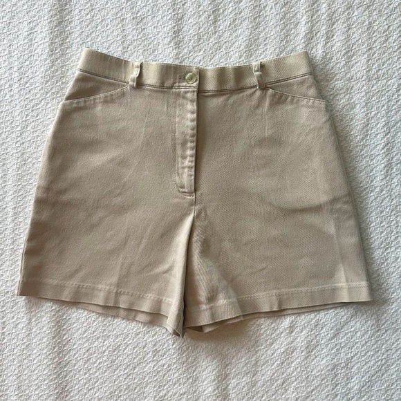 Vintage Pants - Vintage Tribella Petite Khaki Cotton Shorts